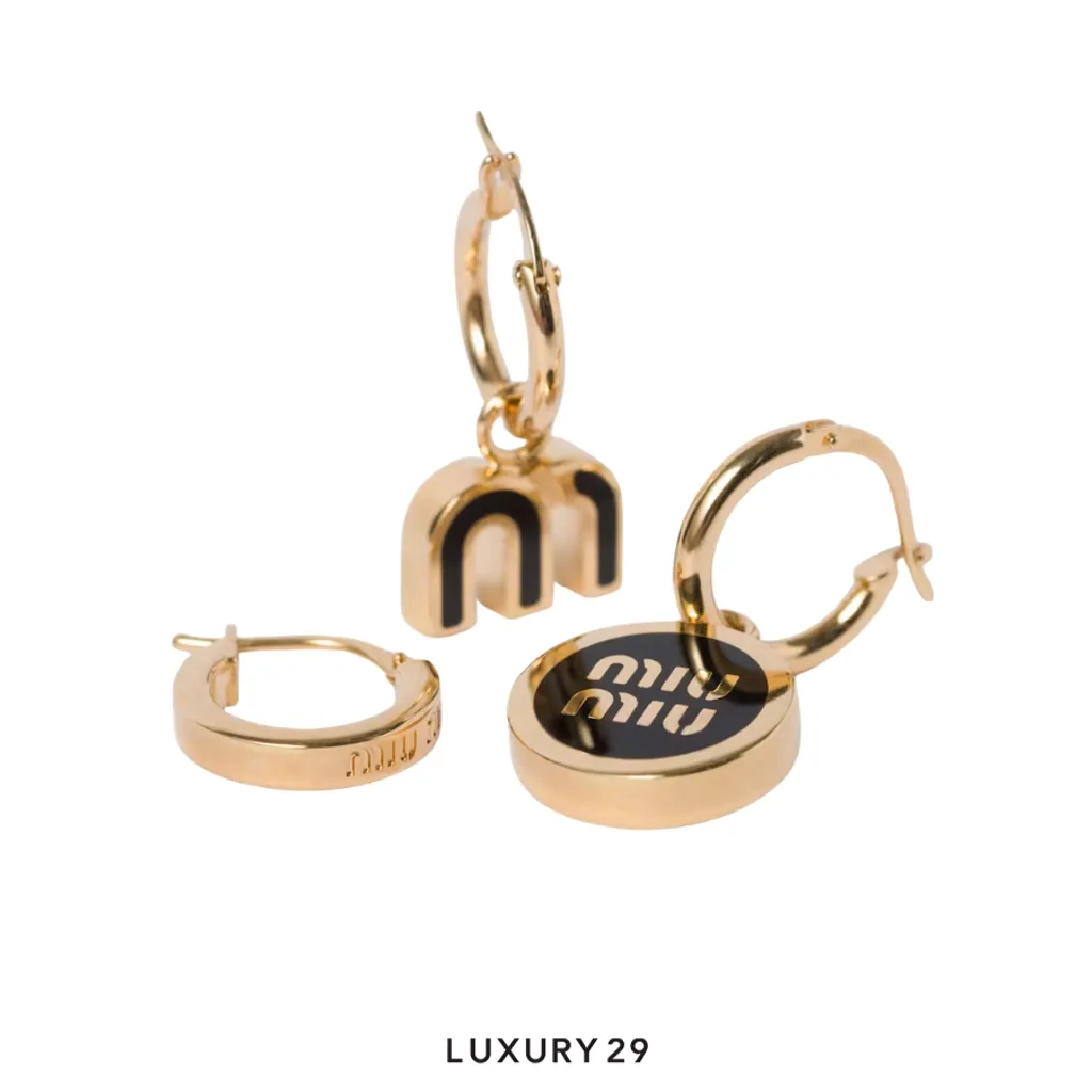 Miu Miu Metal plated earring set Black(Free Size, Black)