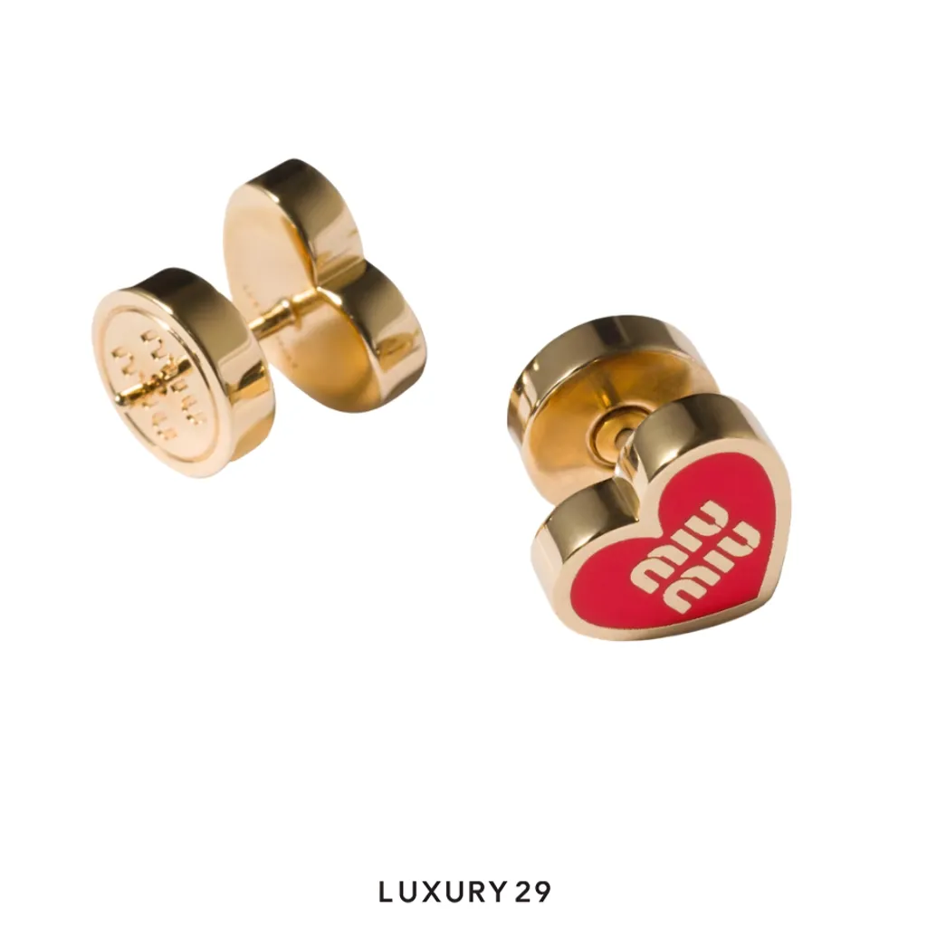 MIU MIU Metal earrings The simple heart shape Red(Free Size, Red)