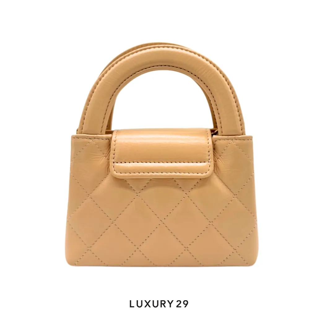 Chanel Micro Shopping Bag Beige Gold Hardware(Mini, Neutrals)