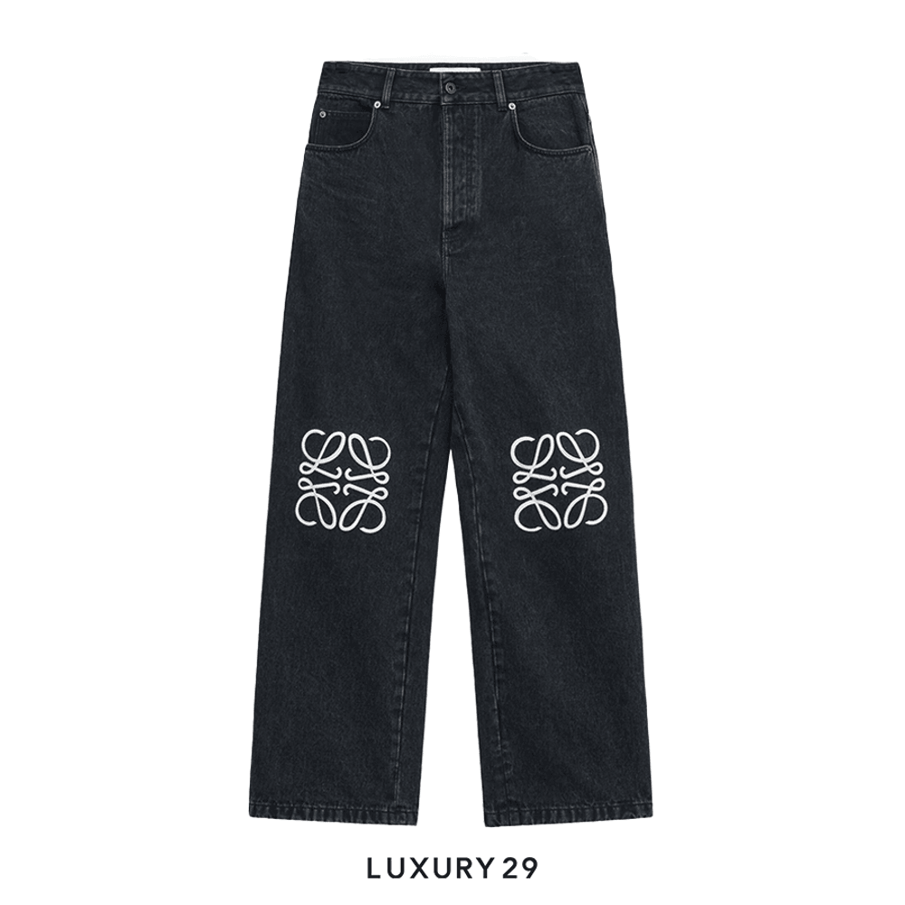 Loewe Anagram Baggy Jeans in Denim Black(50, Black)