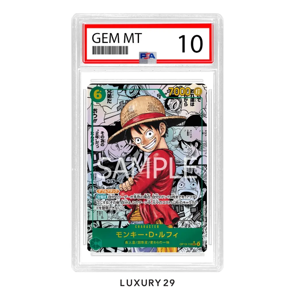 One Piece LUFFY Manga Black OP13-118 PSA10 (JP)(Small, Multicolour)