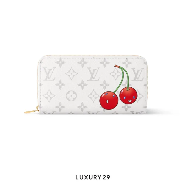 Louis Vuitton LV x TM Zippy Wallet Monogram White coated canvas Cherry
