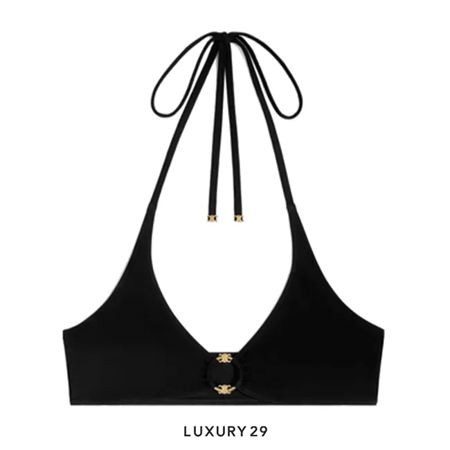 Celine triomphe triangle bottom in matte jersey Black