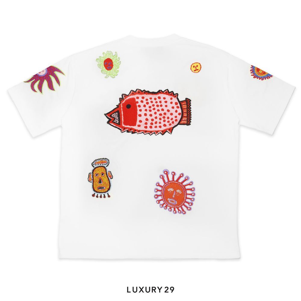 LV x YK Embroidered Faces T-Shirt(L, White)