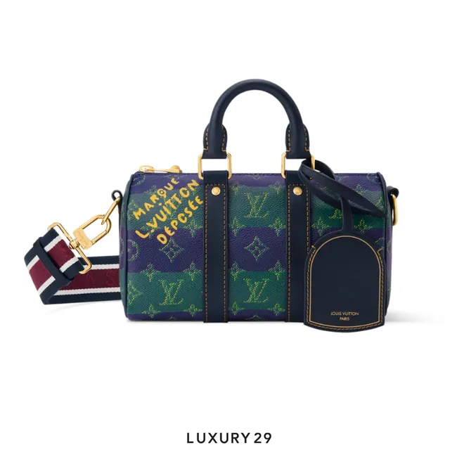 Louis Vuitton LV Keepall Bandouliere 25 Bag Blue Stripes