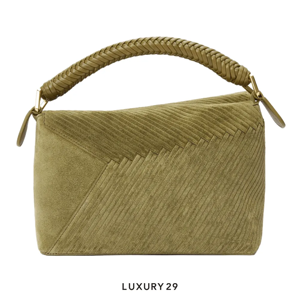 Loewe Small Puzzle Bag in Suede Autumn Green(Small, Green)