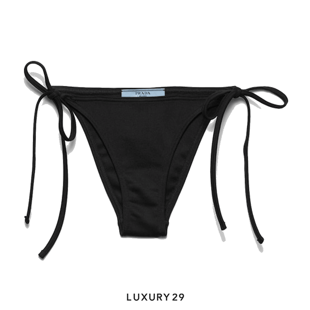 Prada Interlock knit bikini bottom Black(XS, Black)