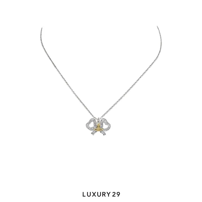 Vivienne Westwood Rigoberta Pendant Necklace SS26 SI U Platinum/ Gold/ White Crystal