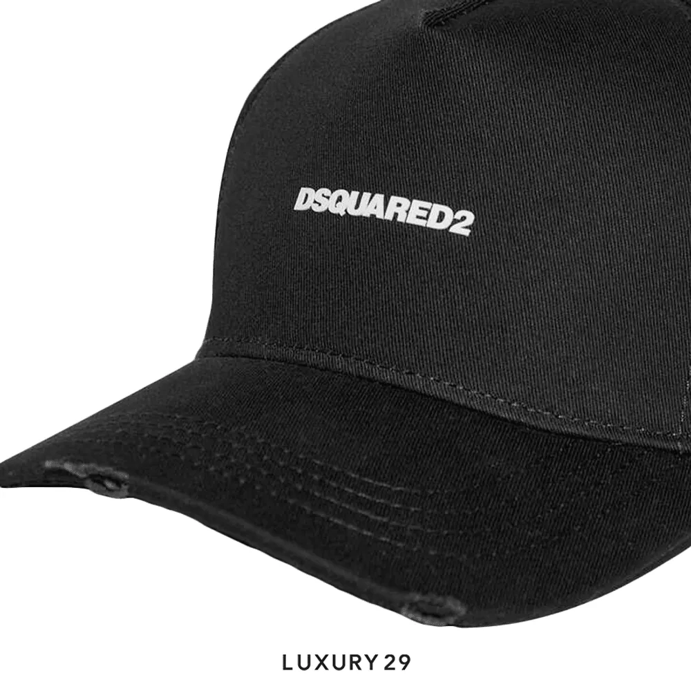DSQUARED2 MINI LOGO BASEBALL CAP BLACK/WHITE(Free Size, Black)