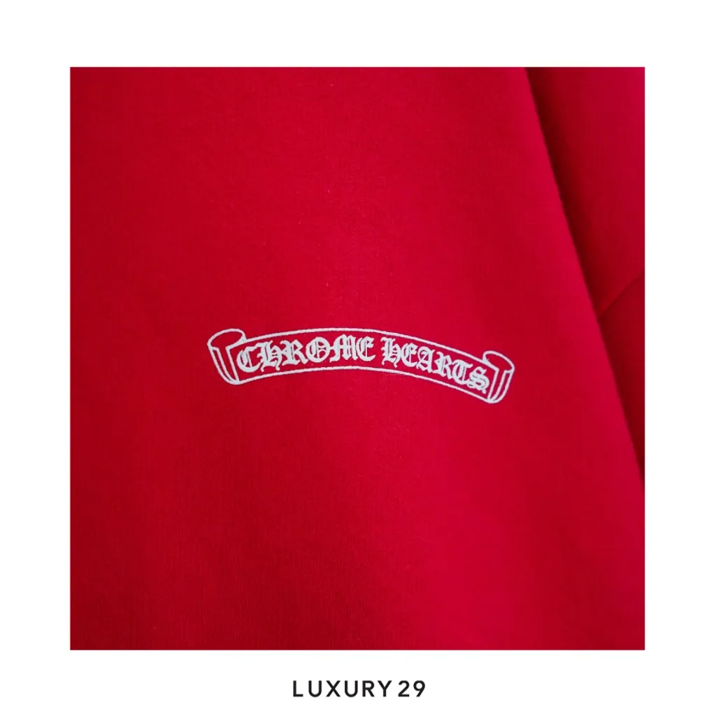 Chrome Hearts Scroll Logo Hoodie Red(L, Red)