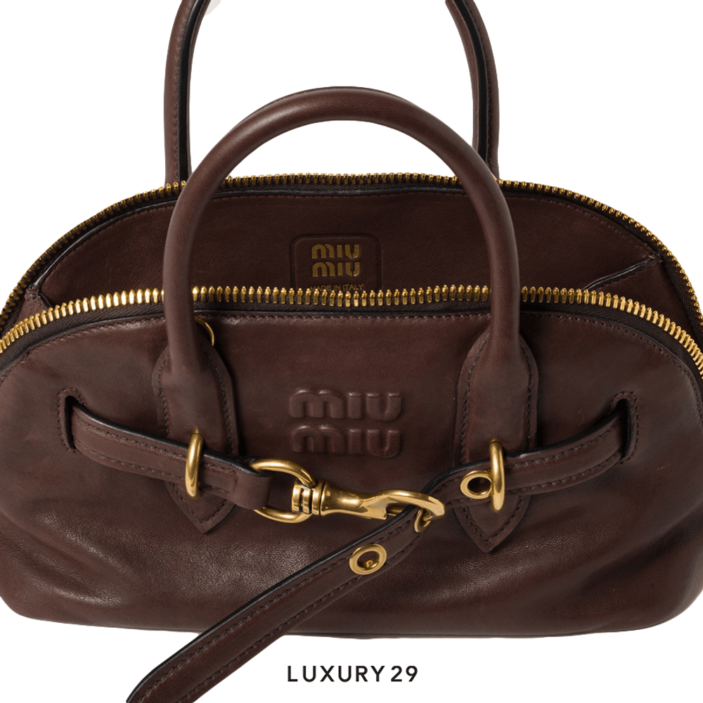 Miu Miu Aventure Nappa Leather Top-Handle Bag Briarwood(Small, Brown)