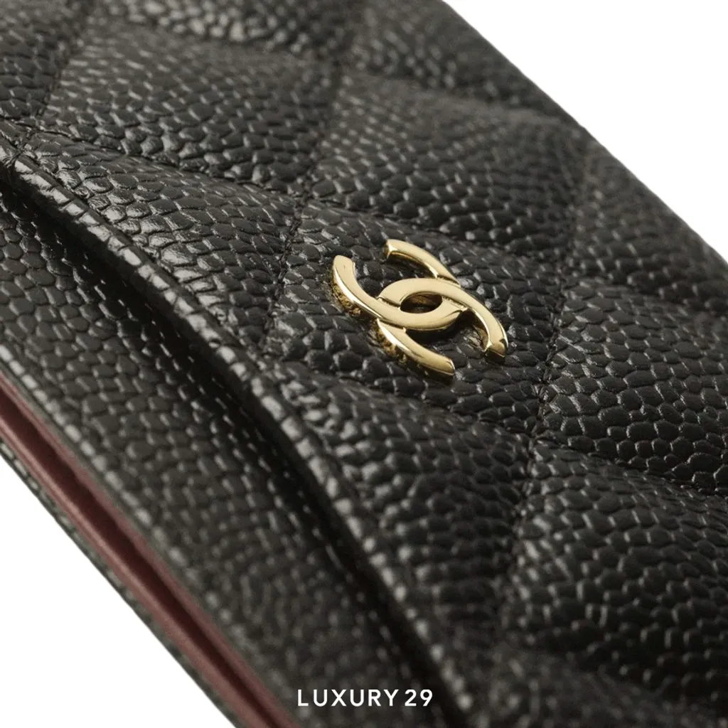 Chanel Classic Card Holder Grained Calfskin & Gold-Tone Metal Black(Small, Black)
