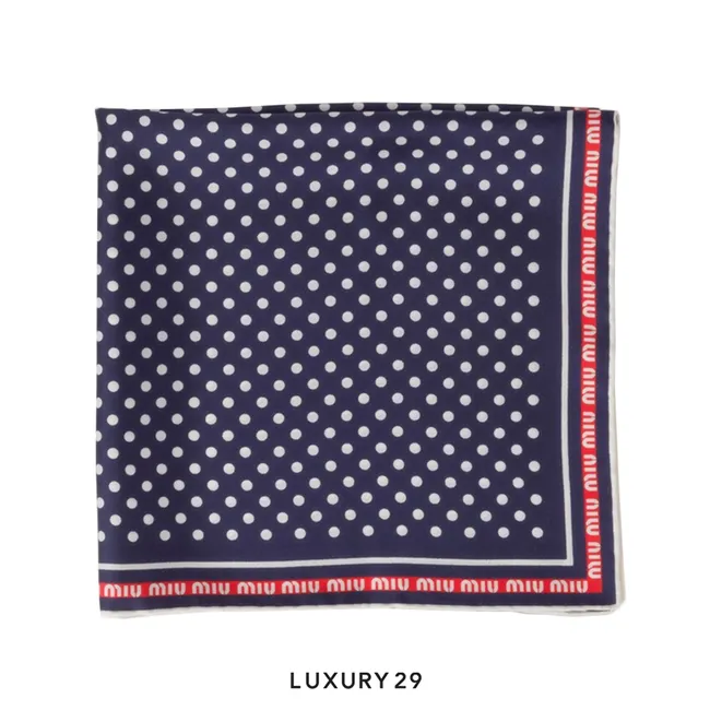 Miu Miu Printed twill scarf Blue Bianco
