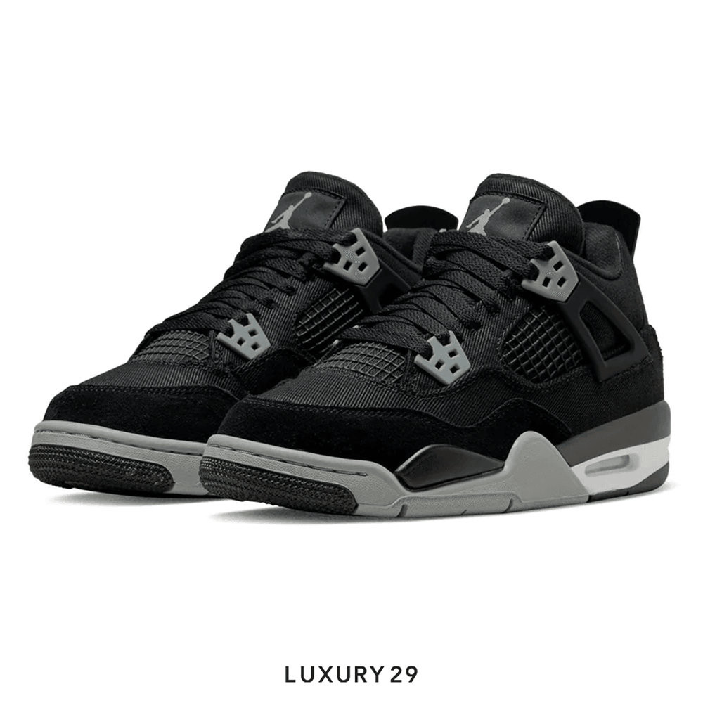 Nike Jordan 4 Retro Black Canvas (GS)(37.5, Black)