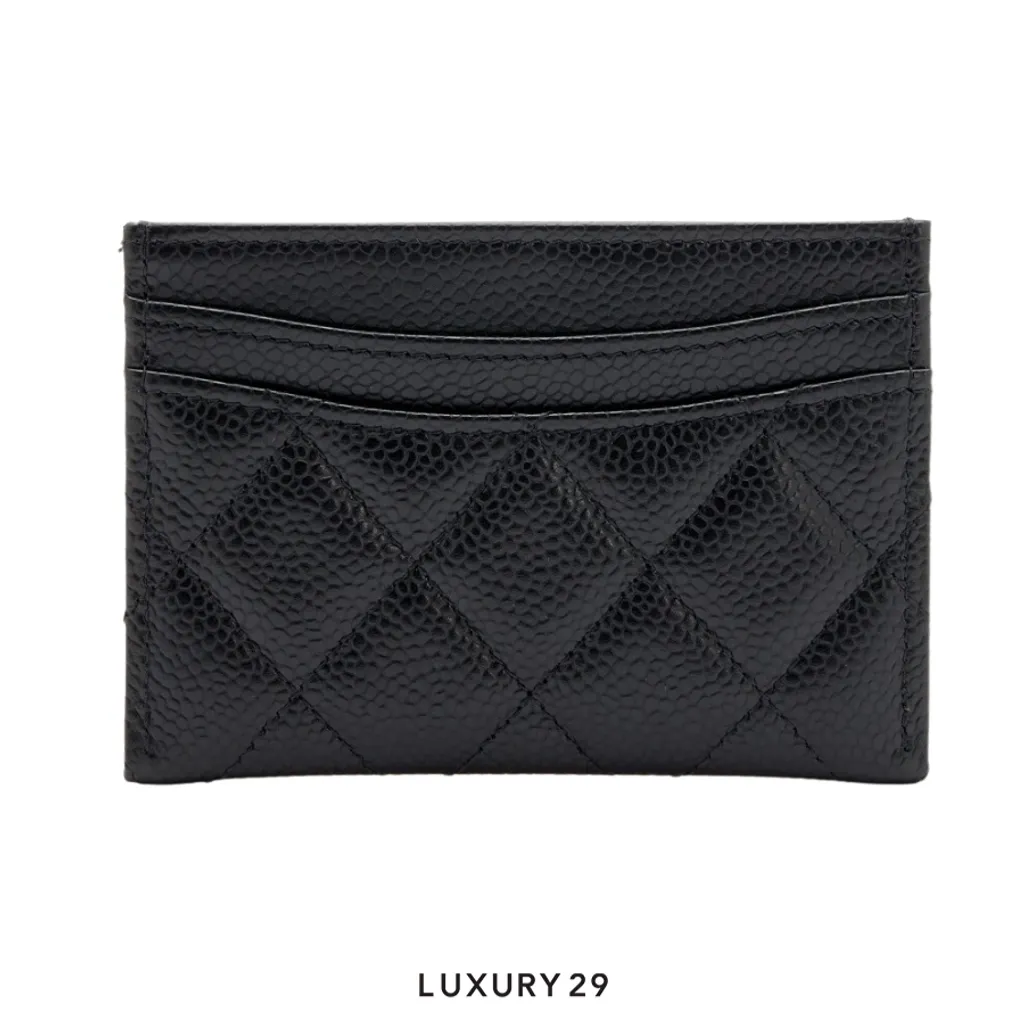 Chanel Classic Card Holder Grained Calfskin & Silver-Tone Metal Black(Small, Black)