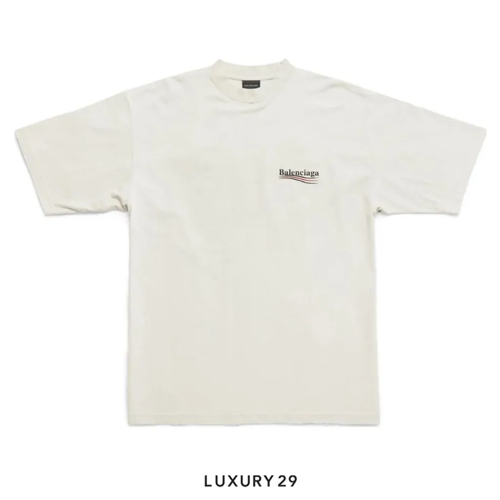 Balenciaga Political Campaign Logo-Print T-Shirt Grey(2XS, Grey)