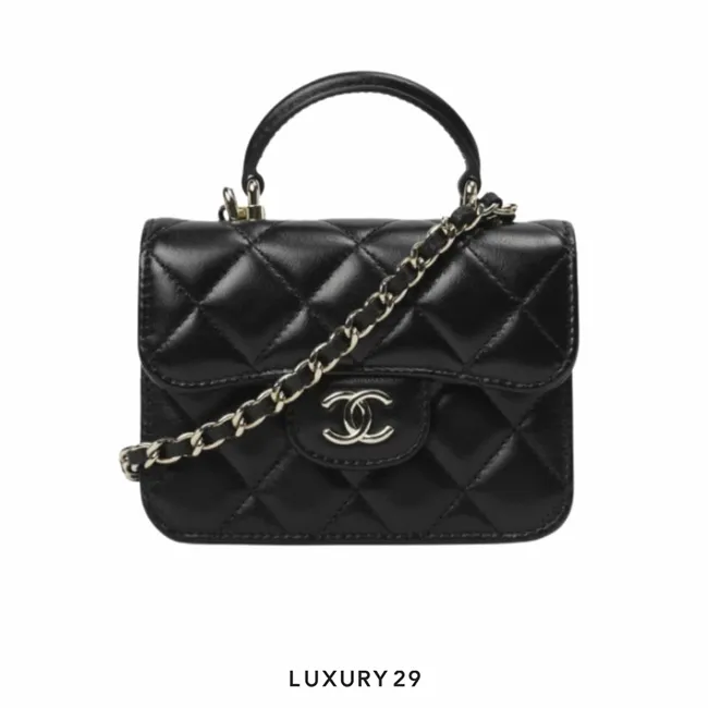 Chanel Flap Coin Purse with Chain Lambskin & Gold Black