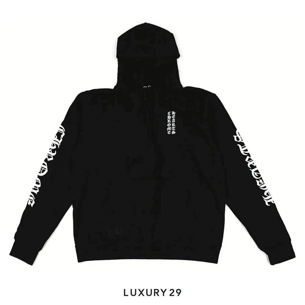 Chrome Hearts Eyechart Logo Hoodie Black/White(L, Black)