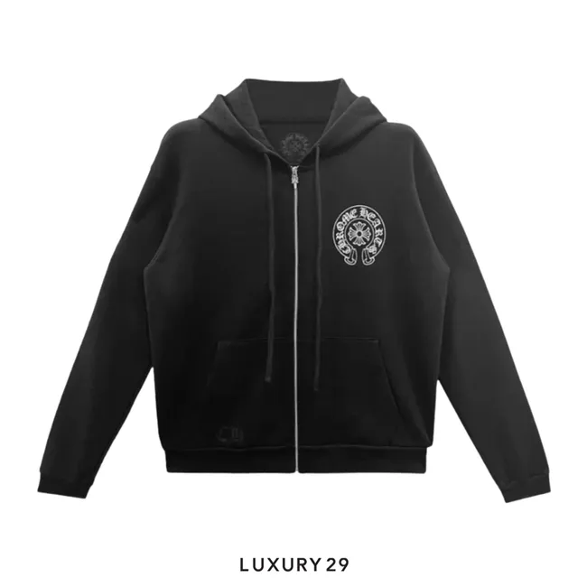 Chrome Hearts Osaka Horse Shoe Logo Zipped Hoodie Black