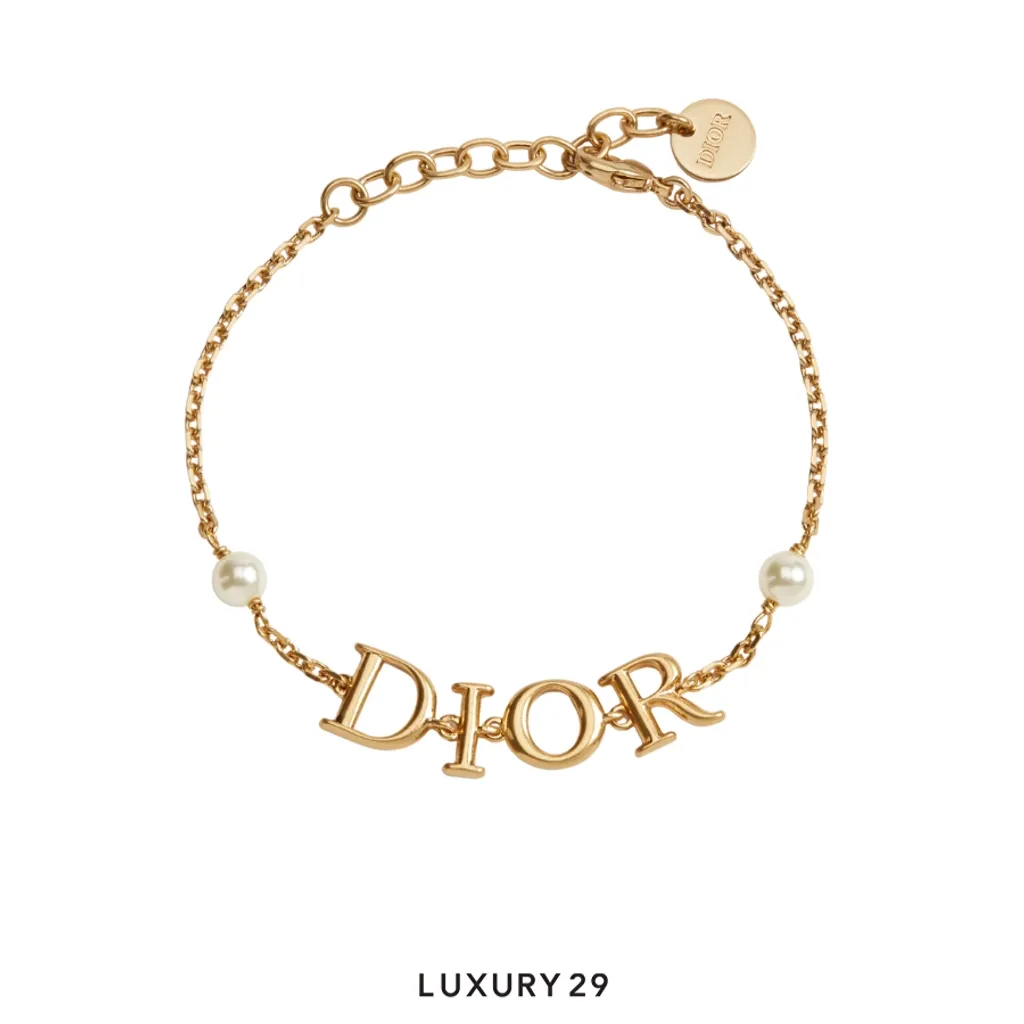 Dior Dio(r)evolution Bracelet Gold-Finish Metal and White Resin Pearls(Free Size, Gold)
