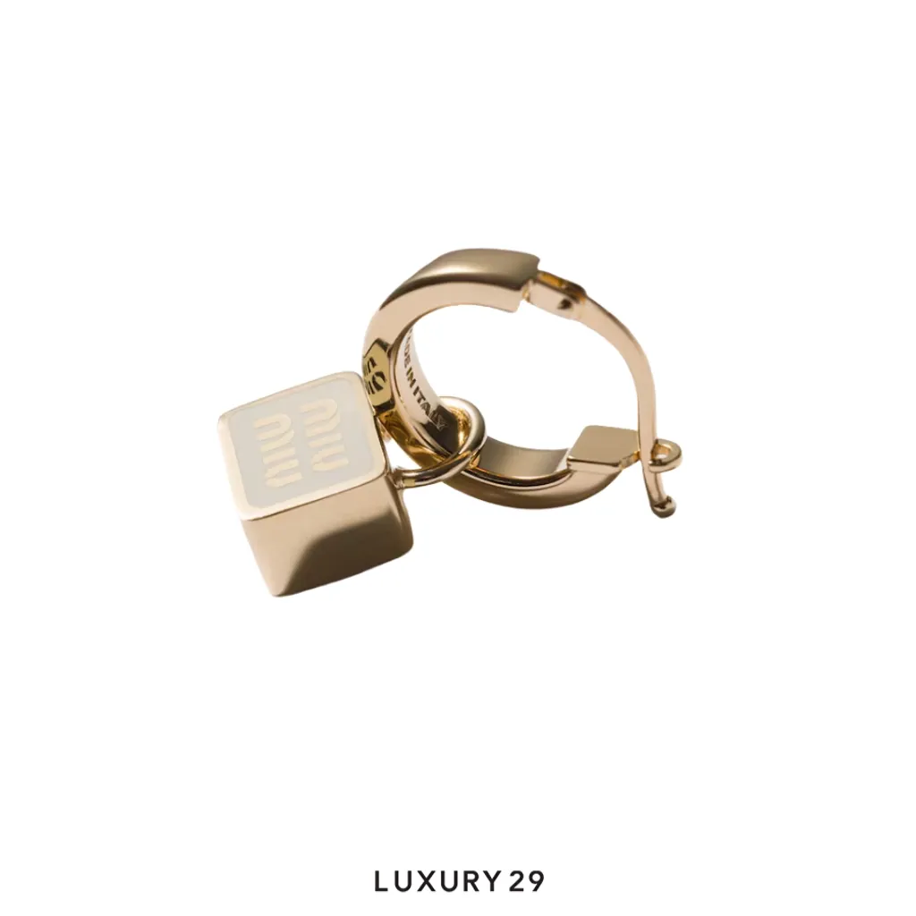 MIU MIU The simple heart shape with logo of these earrings(Free Size, White)