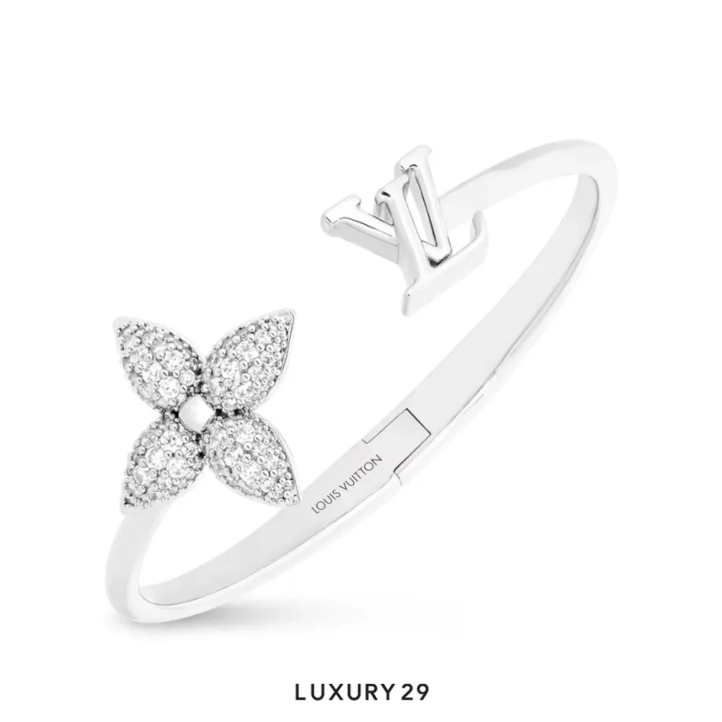 Louis Vuitton LV Louisette Signature Strass Bracelet S00(Medium, Silver)