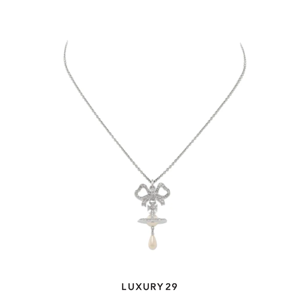 Vivienne Westwood Rigoberta Pearl Pendant SS26 SI U silver(Free Size, Silver)