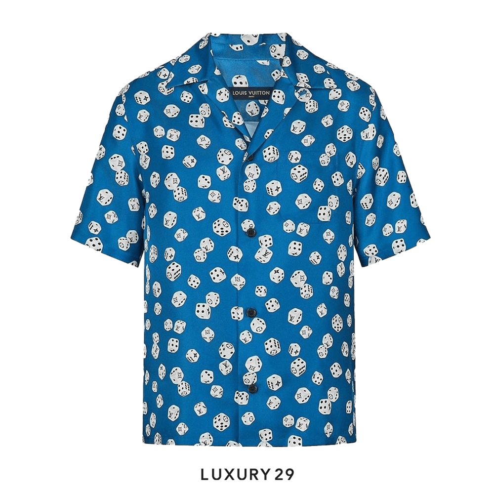 Louis Vuitton LV Dice Blue Button Up Shirt(2XL, Blue)