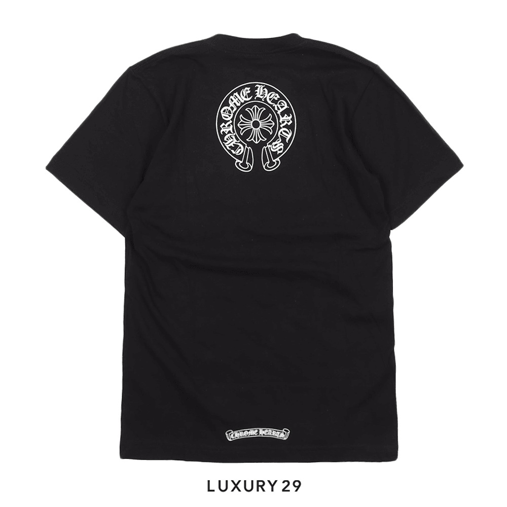 Chrome Hearts Neck Logo Horse Shoe T-Shirt Black/White(XL, Black)