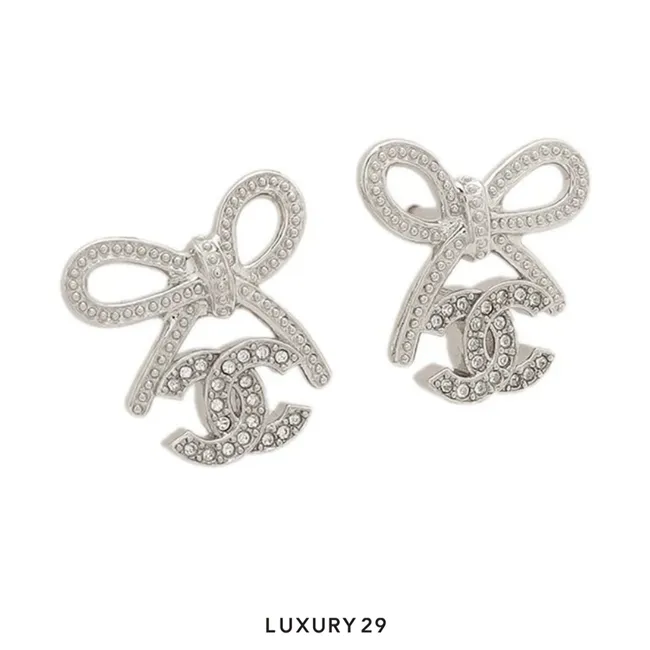 Chanel ribbon earrings Silver