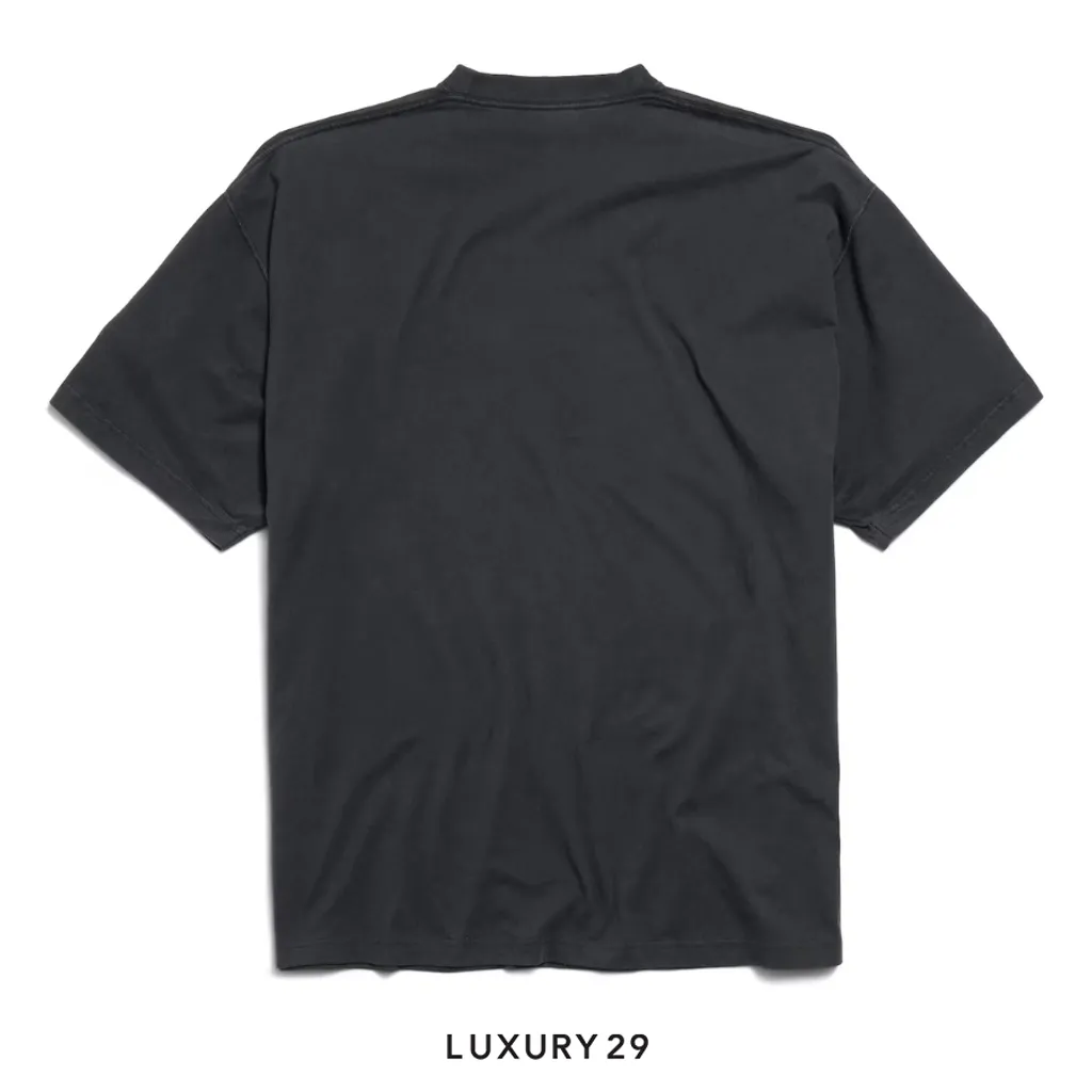 Balenciaga Men's Uniform Merch Oversized T-shirt in Black Faded(L, Black)