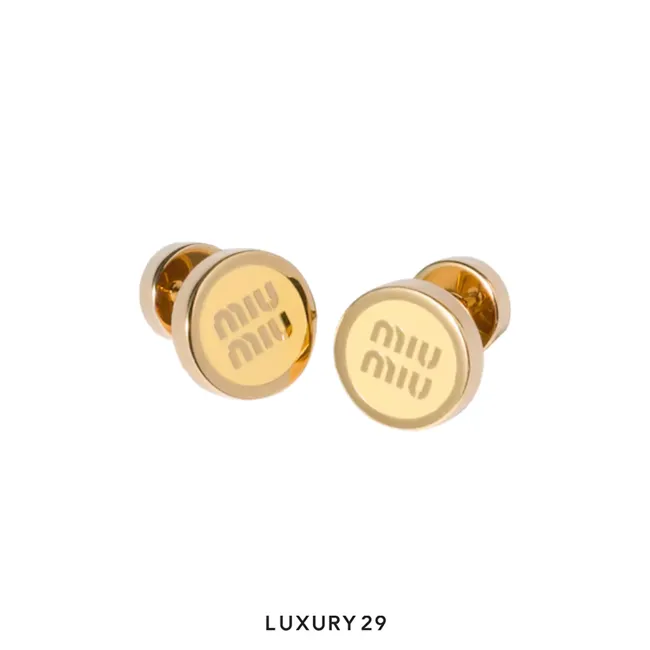 Miu Miu Enameled metal earrings Lemon yellow