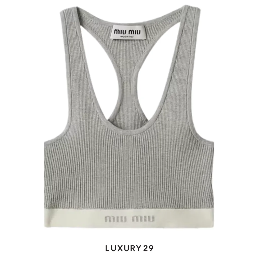 Miu Miu Canotta Cotton Ribs Log Marmo Naturale Grey(42, Grey)
