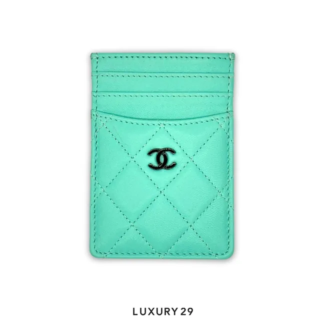 Chanel Matelasse Lambskin Card Case Blue Black