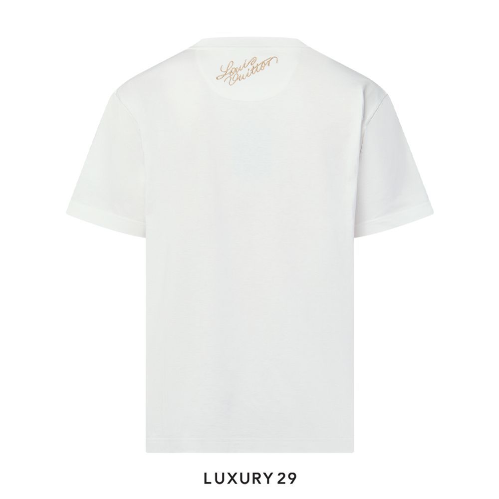 Louis Vuitton LV Embellished Cotton T-Shirt Milk White(S, White)