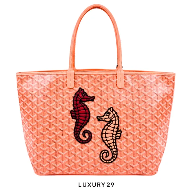 Goyard Anjou PM Seahorse Embroidery Coral