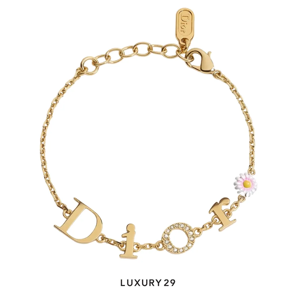 Dior Mini Daisy Bracelet Gold-Finish Metal, Crystals and Multicolor Lacquer(Free Size, Gold)