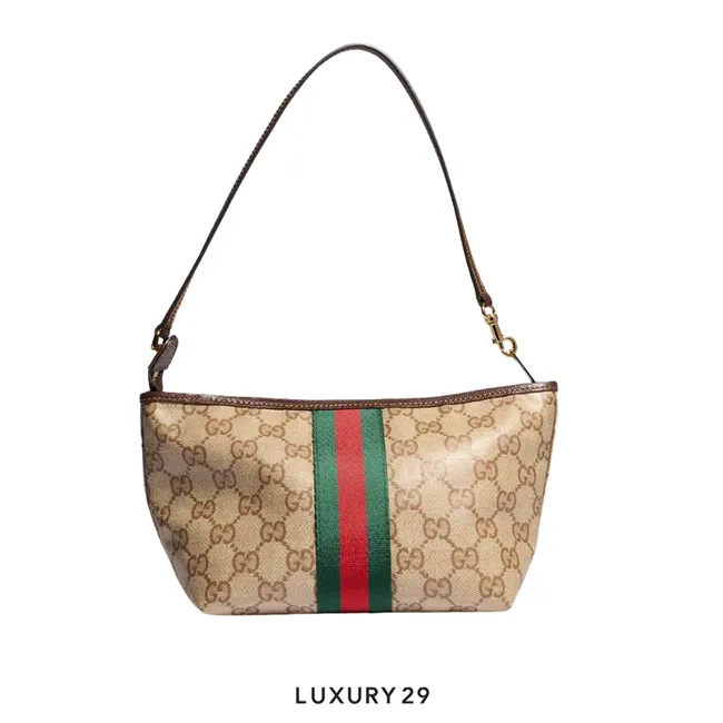 Gucci Small pouch with strap and Web Brown