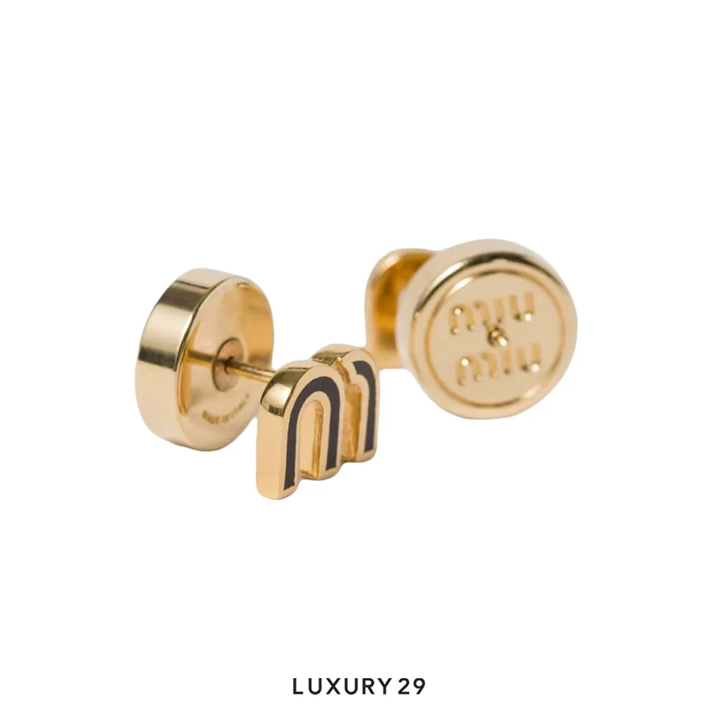 Miu Miu Enameled metal earrings Nero(Free Size, Black)