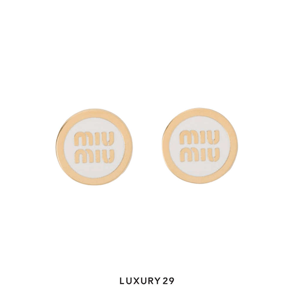 Miu Miu Enameled metal earrings Bianco(Free Size, White)
