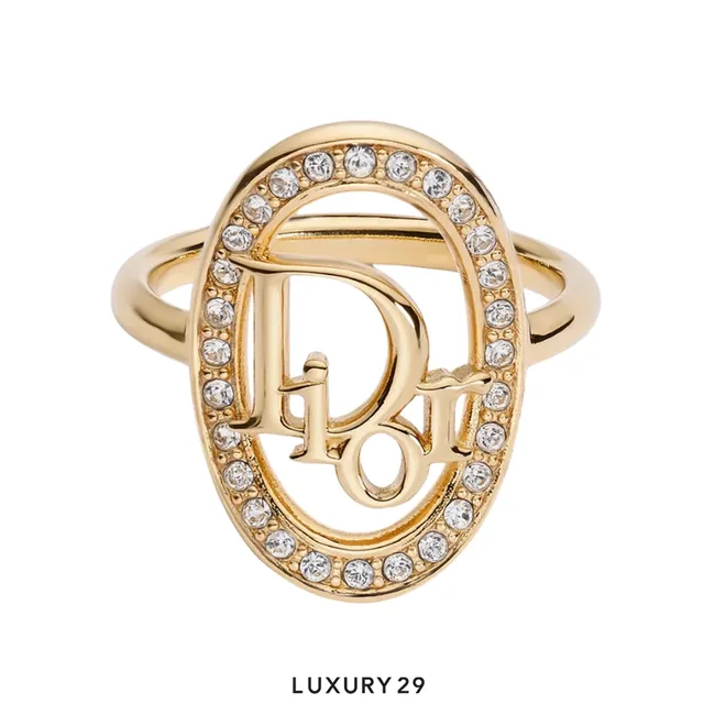 Dior Oblique Ring Gold-Finish Metal and Crystals