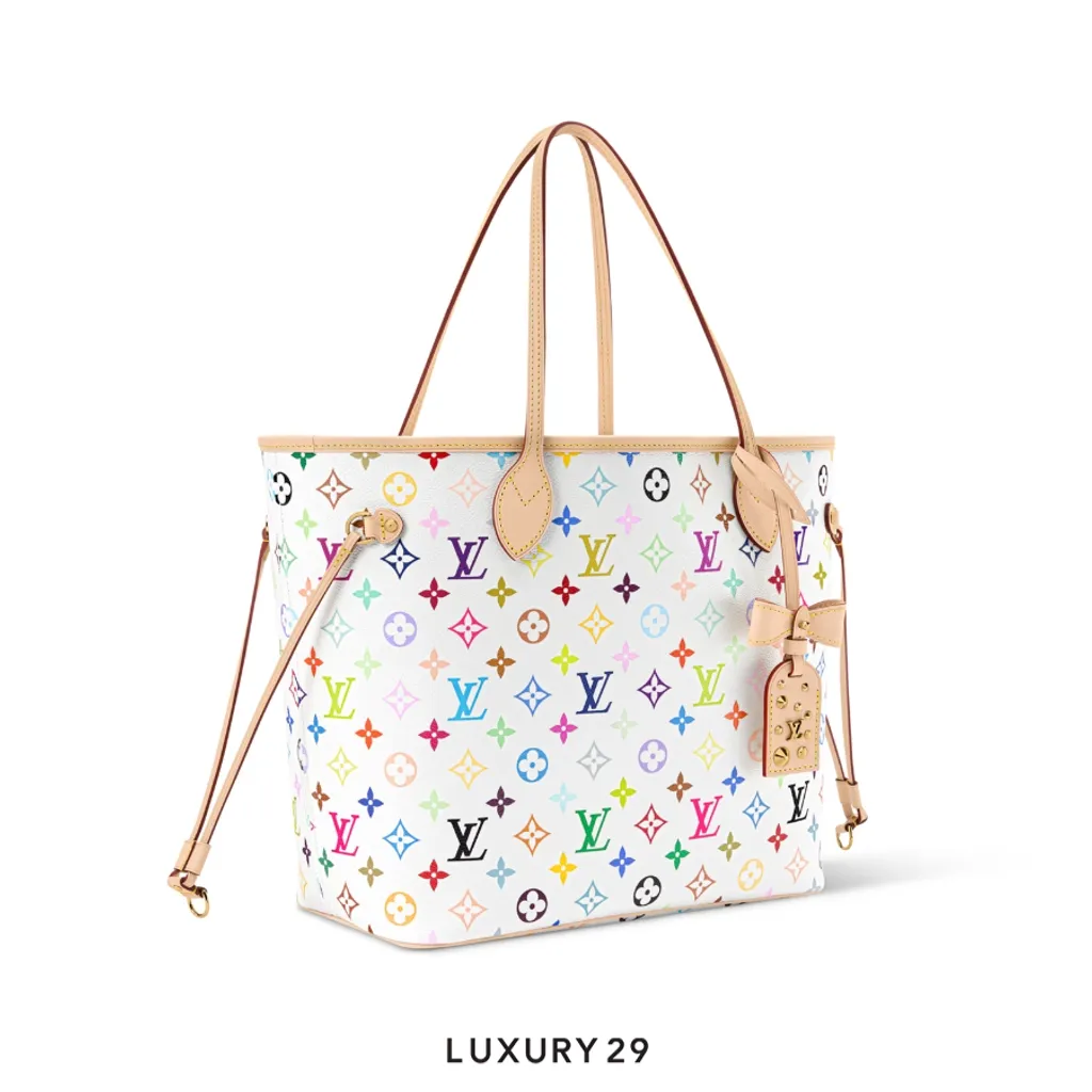 Louis Vuitton LV x TM Neverfull MM bag Multicolor/White(Medium, White)