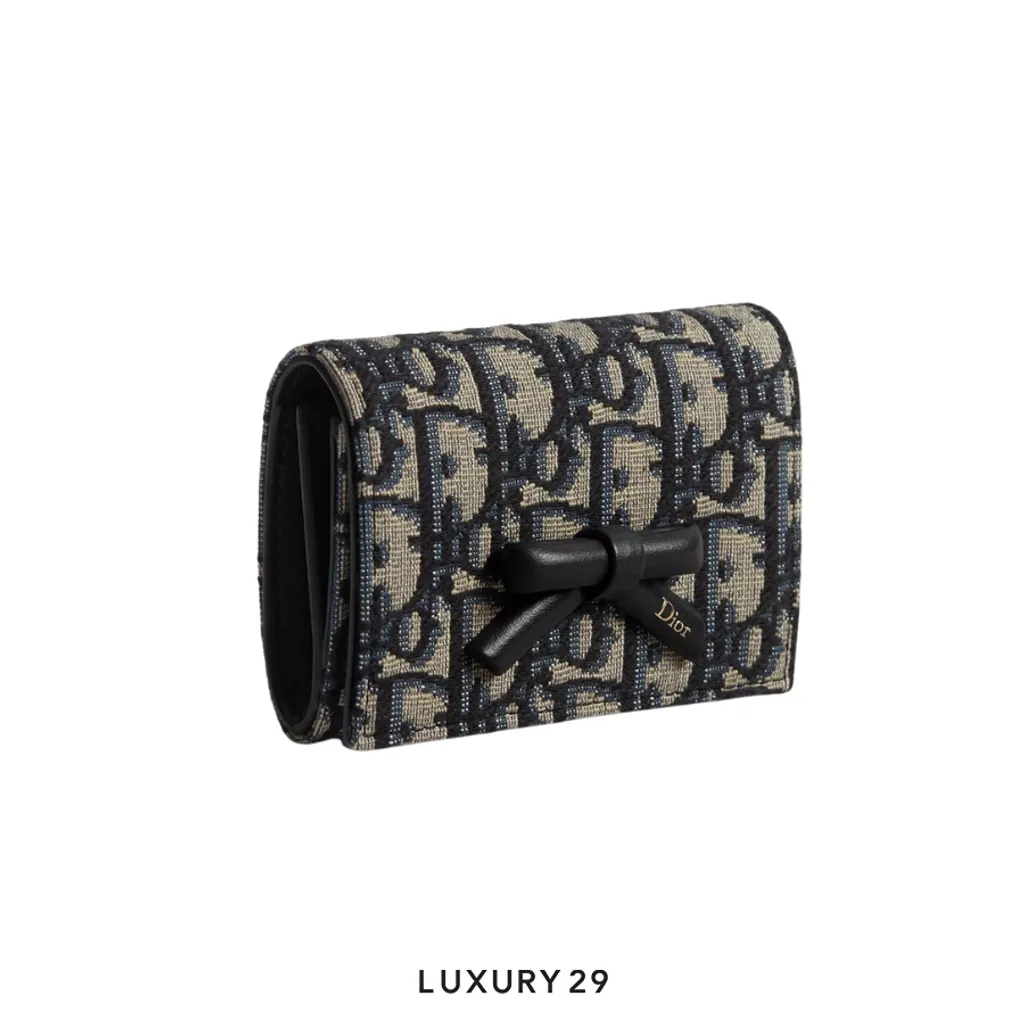 Dior Promenade Glycine Wallet Blue Oblique Jacquard(Mini, Blue)