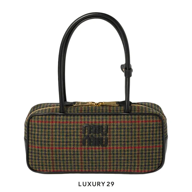 Miu Miu Beau Top-Handle Tratan Bag Dark Olive Green