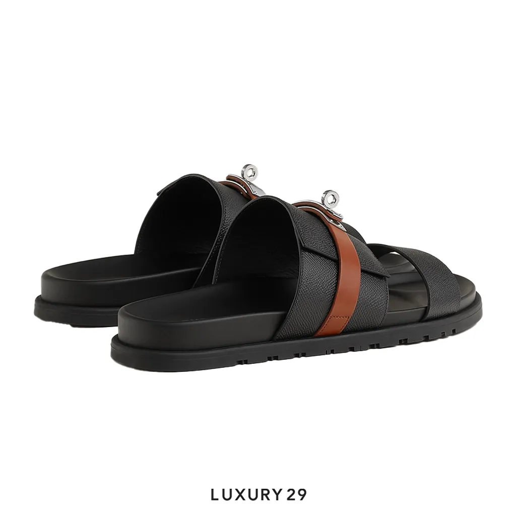 Hermes Jackson sandal noir / naturel H(M)(44, Black)