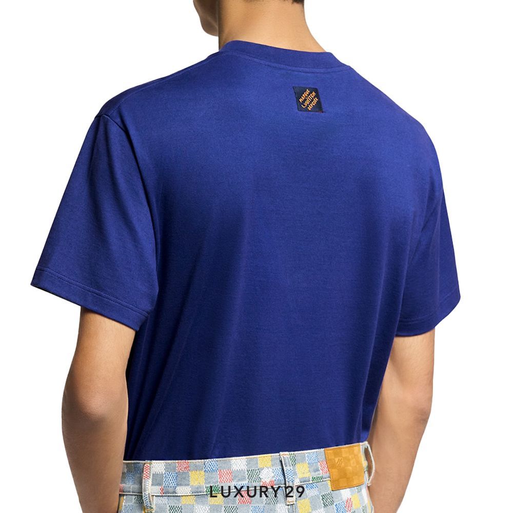 Louis Vuitton LV Embellished Cotton T-Shirt Clematis Blue(S, Blue)