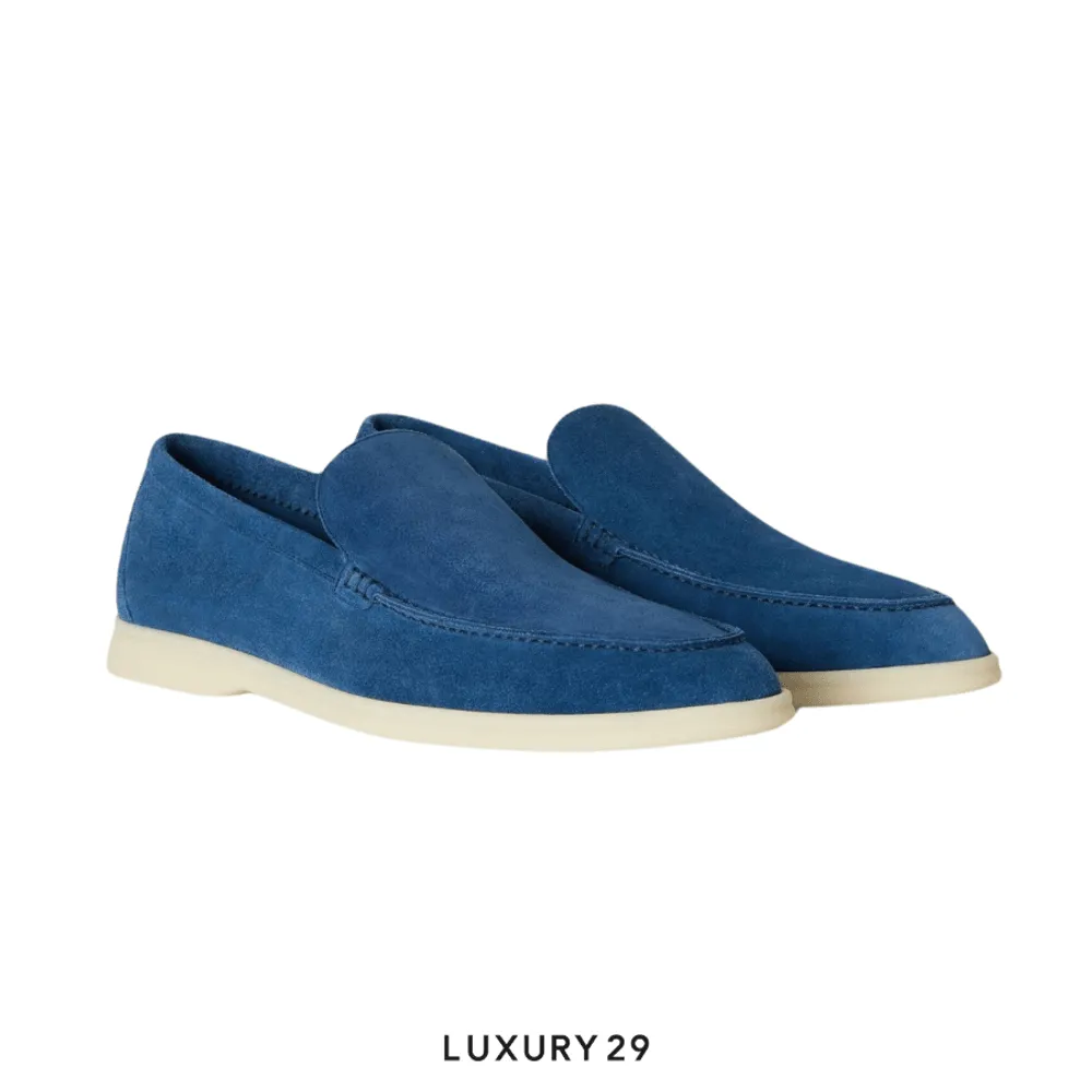 Loro Piana Summer Walk Loafers Suede Cobalt Ink(42.5, Blue)