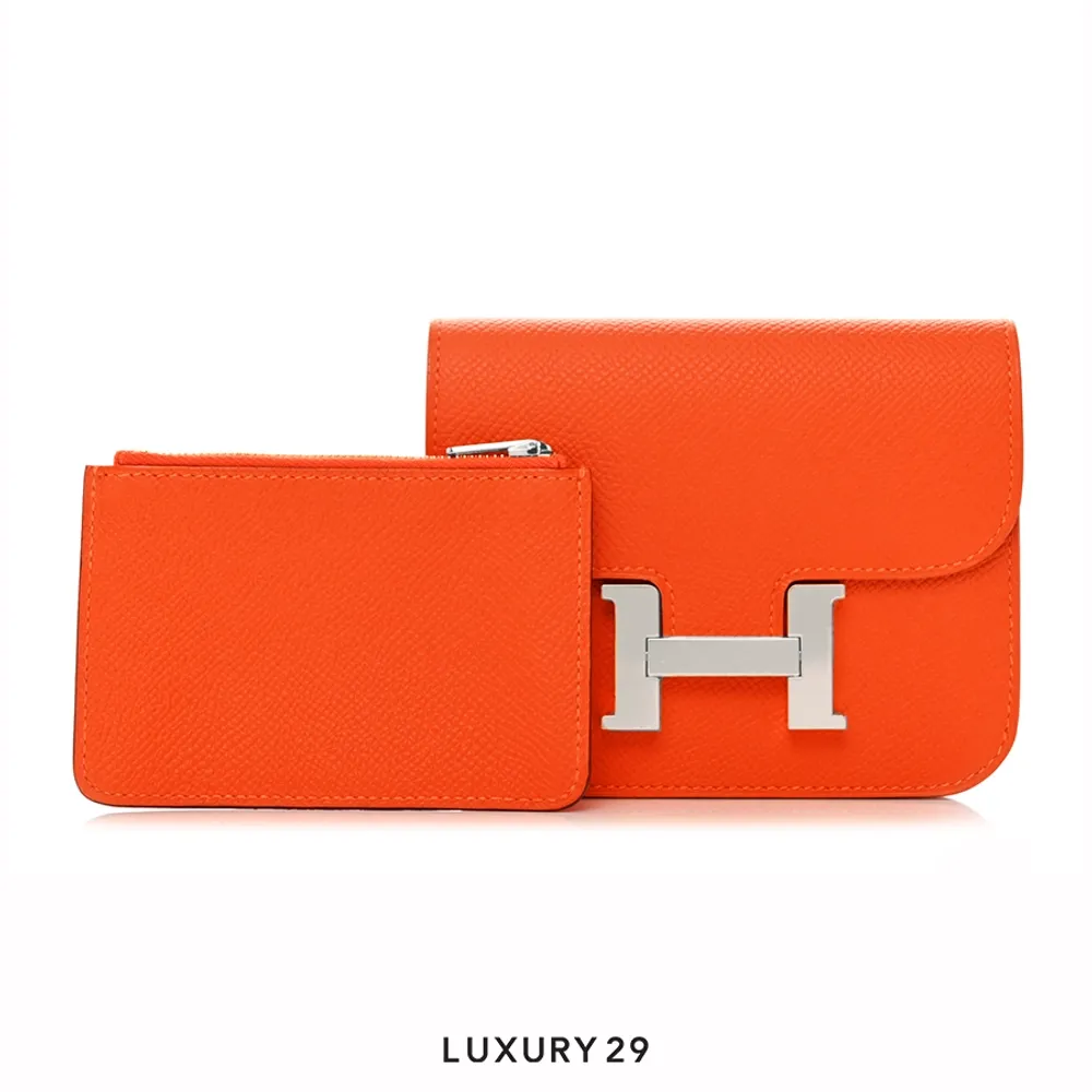 Hermes Evercolor Constance Slim Wallet Blush(Small, Orange)