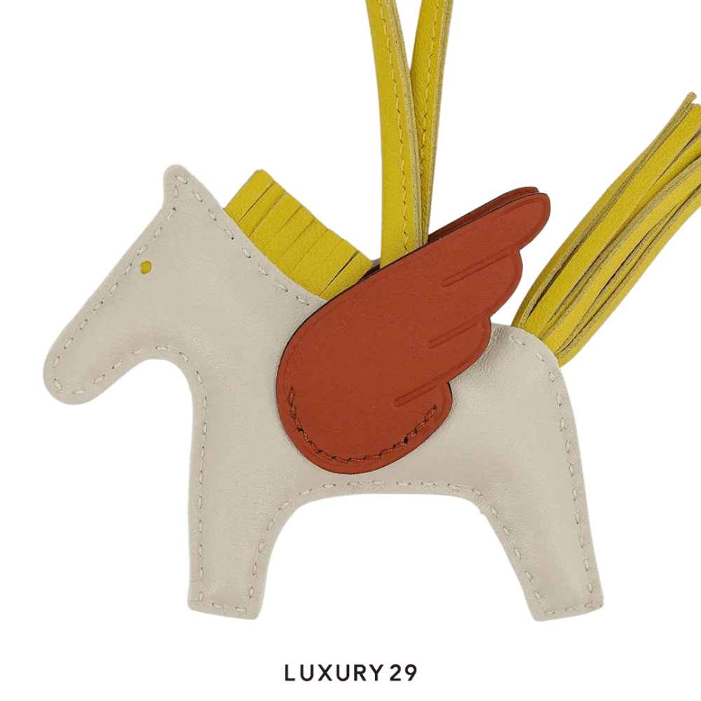 Hermes Rodeo Pegase PM charm Craie / Jaune De Naples / Cuivre(Small, White)