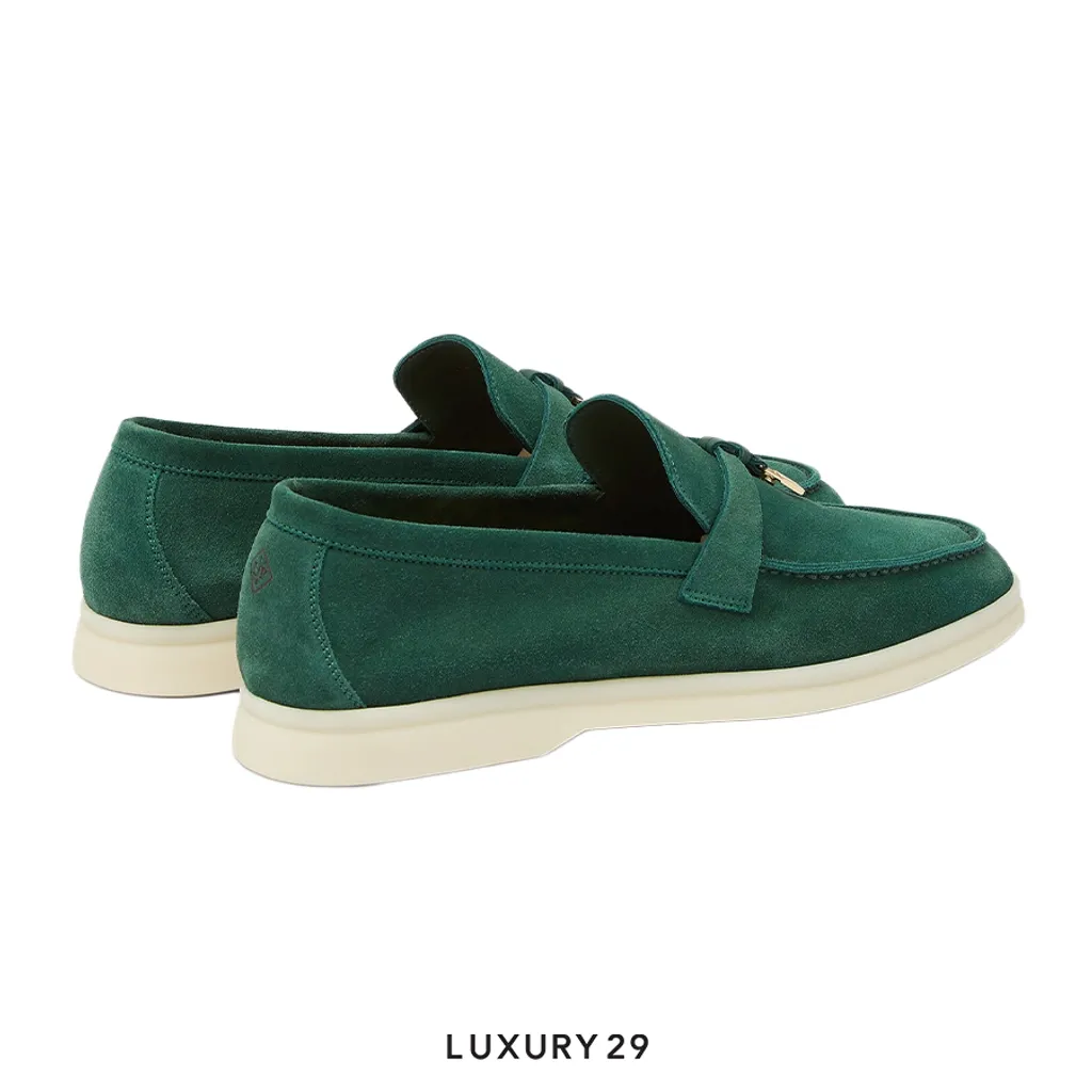 Loro Piana Summer Charms Walk Loafer Suede Goatskin Jazz Club(36, Green)